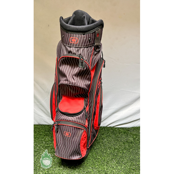 Used OGIO 8-Way Golf Pinstripe Bag Carry Black & Red No Rainhood