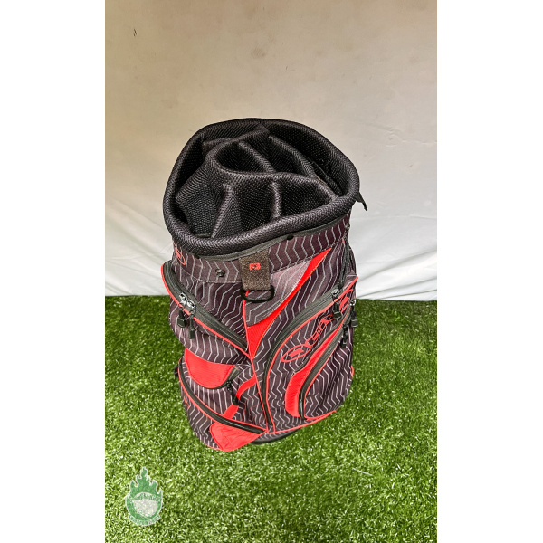 Used OGIO 8-Way Golf Pinstripe Bag Carry Black & Red No Rainhood
