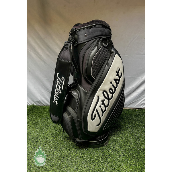 Used Titleist Tour Staff Golf Bag Black 6-way 9 Pockets W