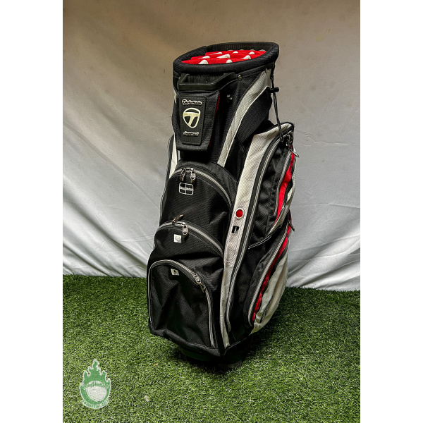 Used TaylorMade Juggernaut Cart Carry Golf Bag 14 way Black Red White SwingPoint Golf