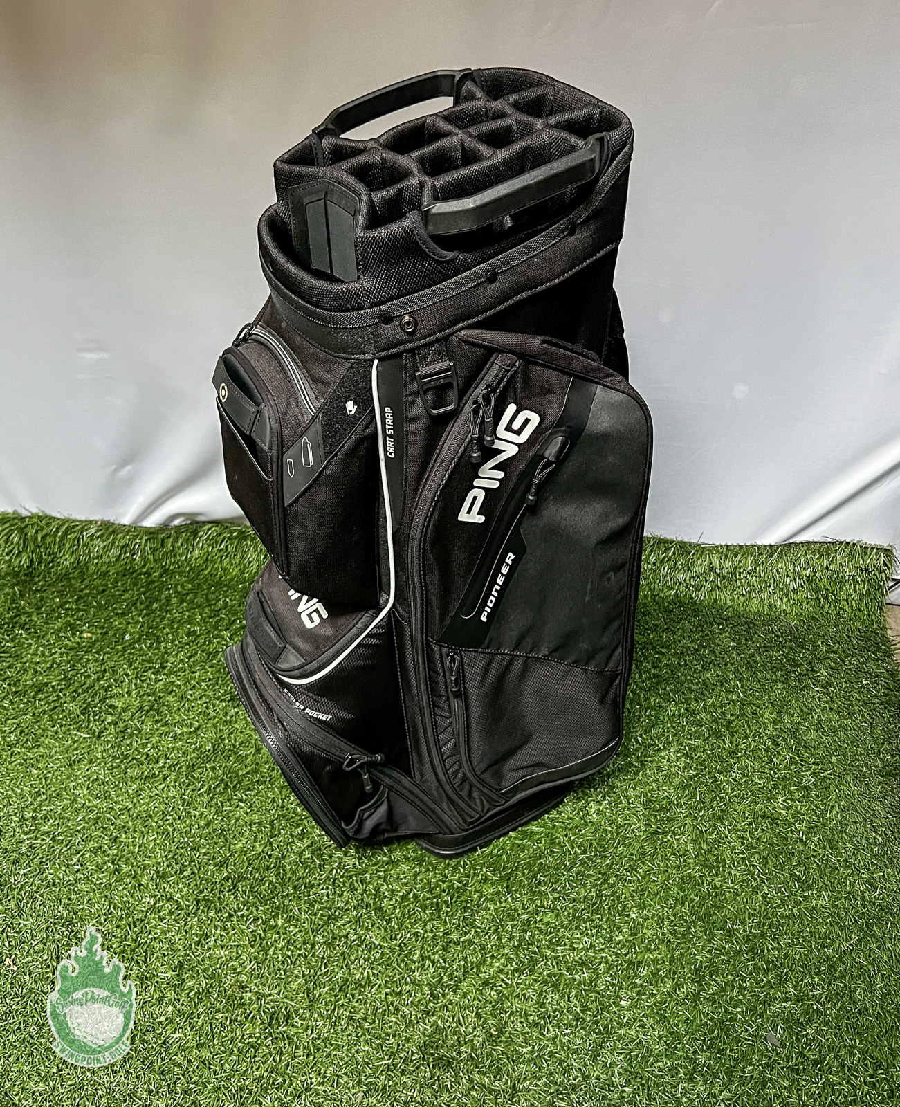 Used Ping Pioneer Golf Cart/Carry Bag 15-Way Divided Black W