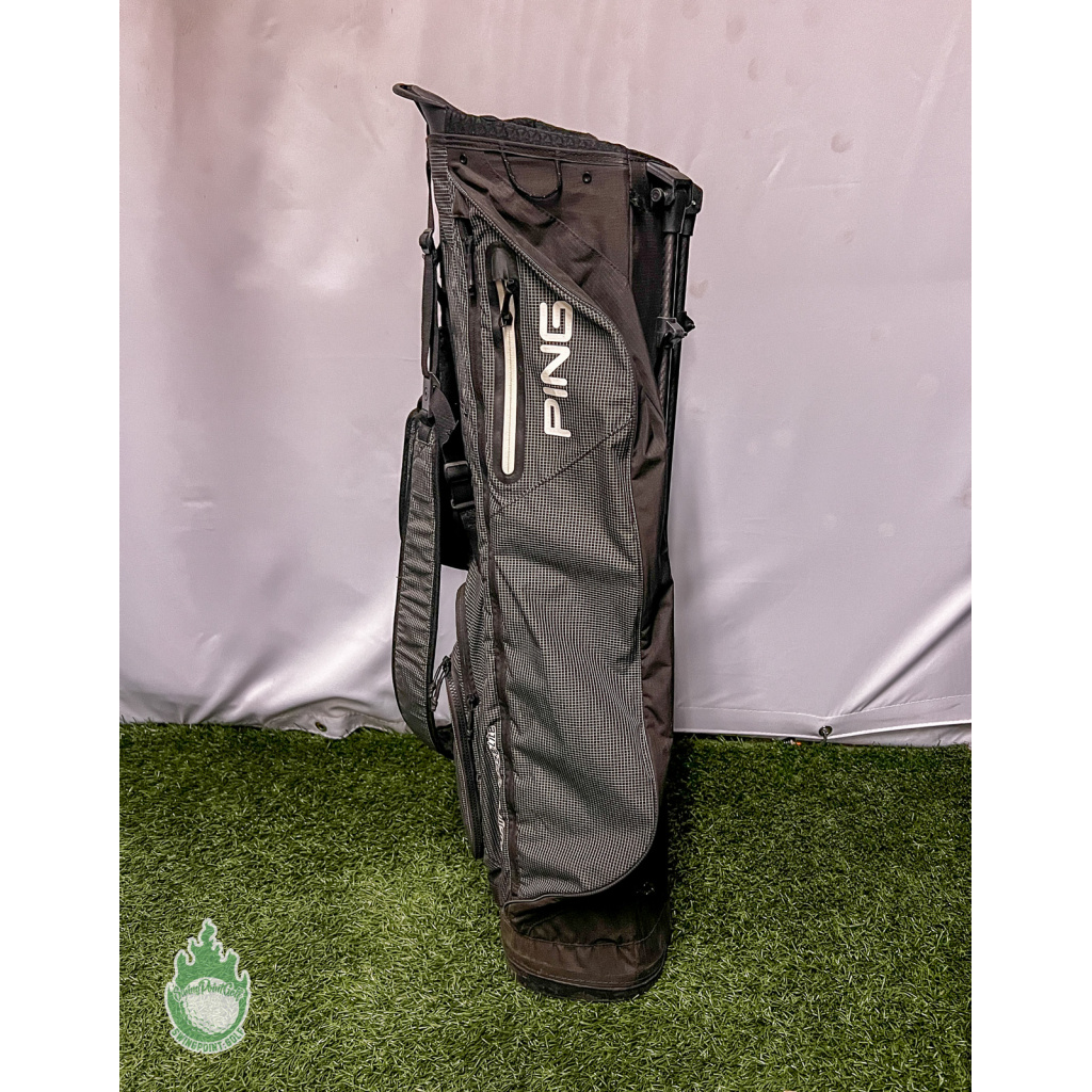 Used PING Hoofer Craz-e Lite Grey Golf Club Stand Bag Dual Backpack ...