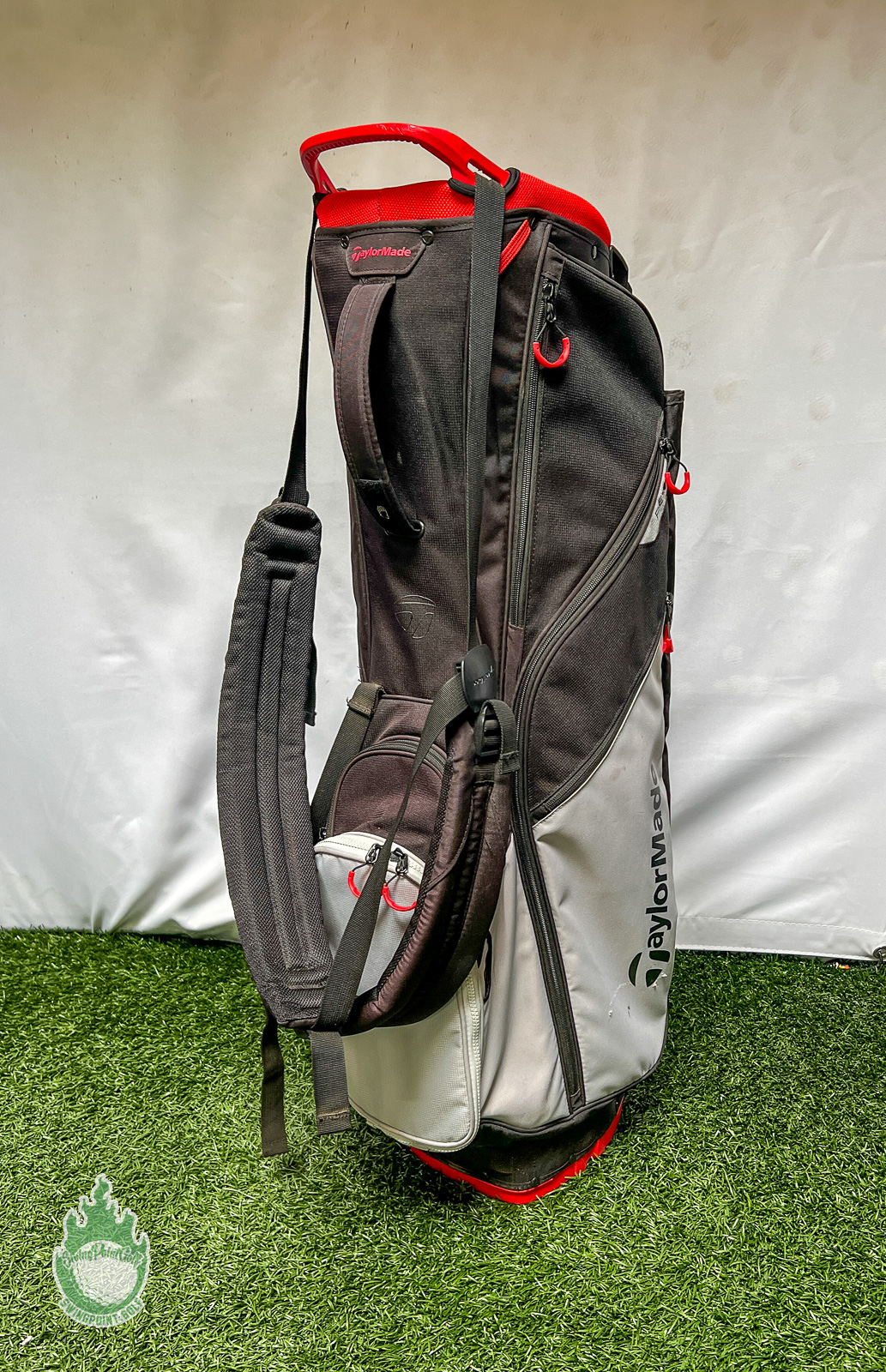 Used Taylormade Flex Tech Carry Stand 4-way Golf Bag Black/Grey/Red