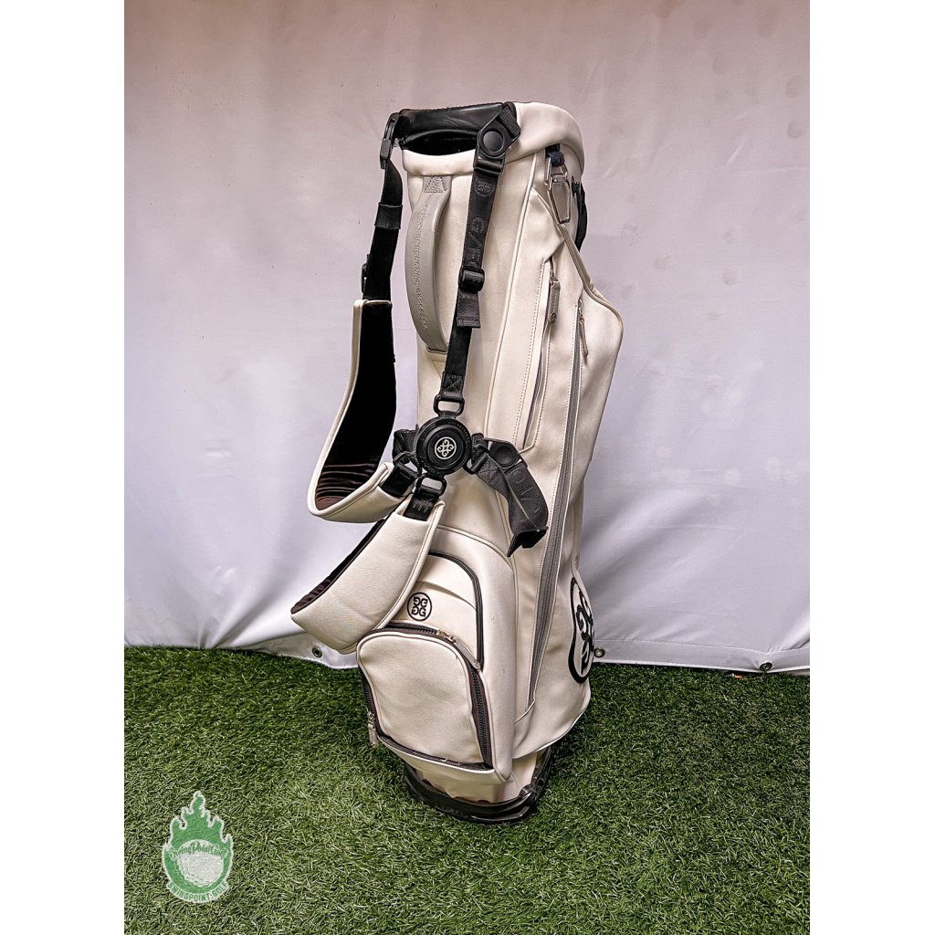 Used G/Fore White Leather Stand Bag/Carry Golf Bag 4-Way No Rainhood ...