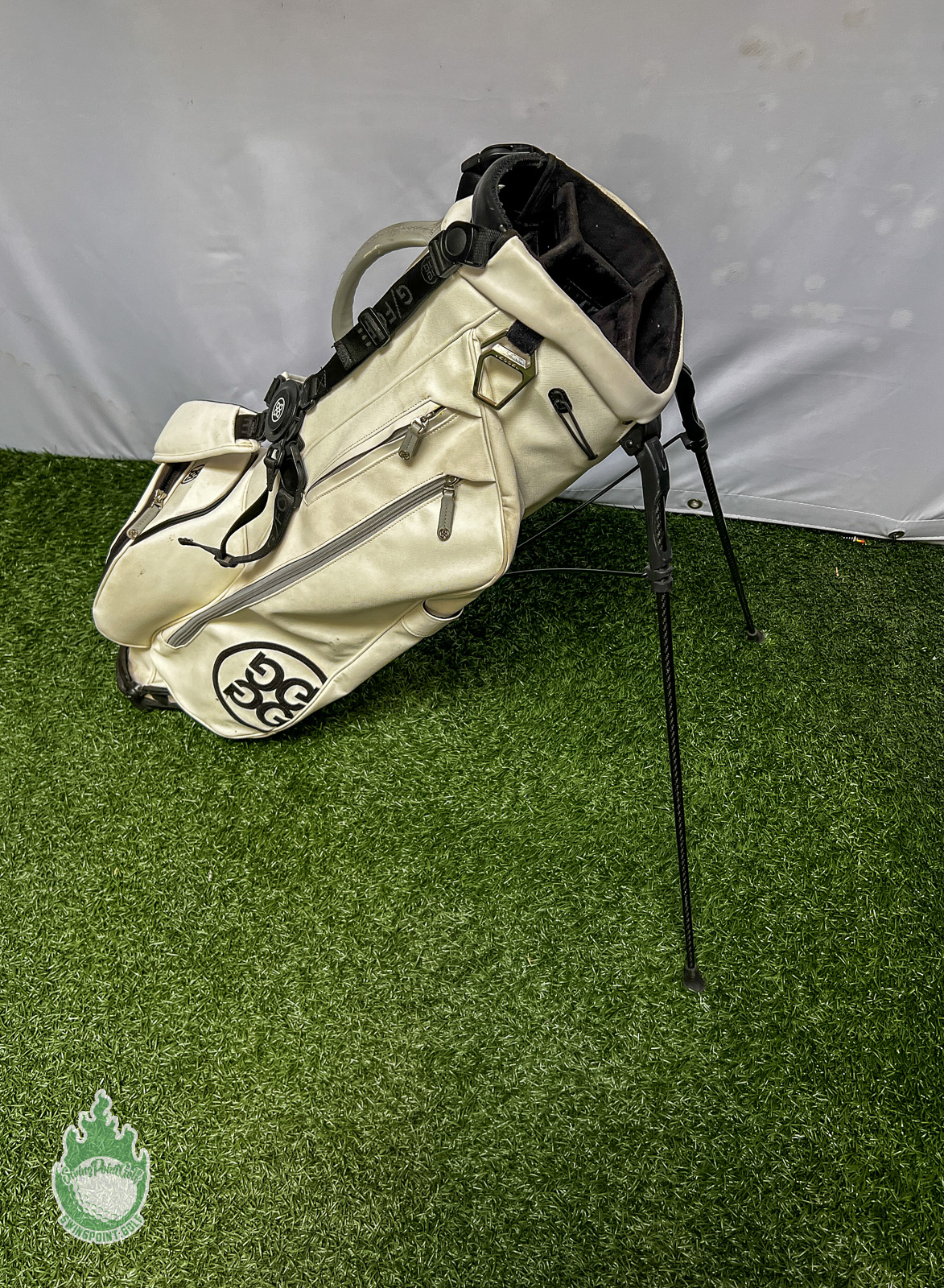 Used G/Fore White Leather Stand Bag/Carry Golf Bag 4-Way No Rainhood ...