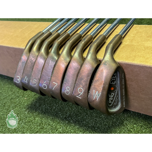 Used RH Ping Orange Dot Eye 2 Beryllium Copper Irons 3-PW Stiff Steel Golf Set