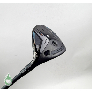 Black TaylorMade Qi4D 5 fairway wood golf club head with 18° loft shown close up.