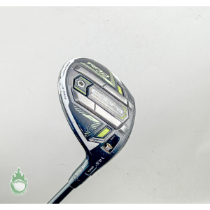 Cobra RADSpeed 3 wood clubhead at 14.5 degrees shown from the sole with green and silver detailing.