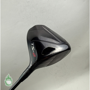 Black Titleist TSR2 9.0° right‑handed driver head with visible face wear and TSR2 branding.