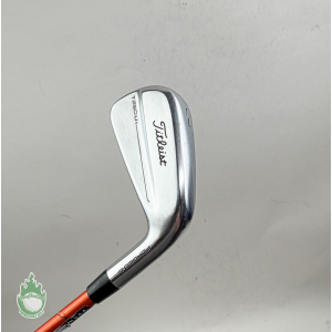 Titleist T250U 4G 3 iron golf club with silver head and orange graphite shaft on a plain background.
