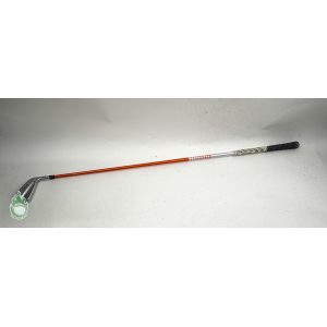 Titleist right-handed 3 iron with silver head, orange graphite shaft and patterned black and white grip on a light background.