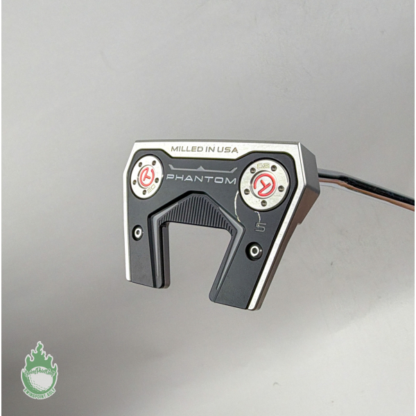 Titleist Scotty Cameron Phantom 5 mallet putter head with black and silver finish and “Milled in USA” text.