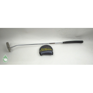 Scotty Cameron Phantom 5 steel mallet putter with black grip and matching headcover on a light background.