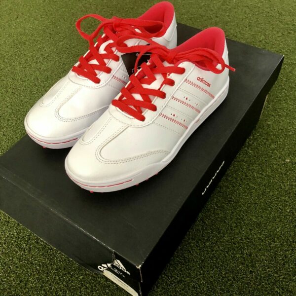 Adidas JR adicross V Junior's Spikeless Golf Shoe Size 2.5M White/Pink