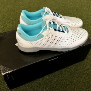 Brand New Adidas W Adipure Sport Women's Golf Shoe Size 9.5M White/Blue/Silver