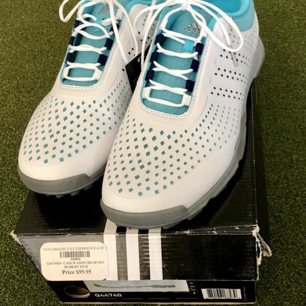 Brand New Adidas W Adipure Sport Women's Golf Shoe Size 9.5M White/Blue/Silver