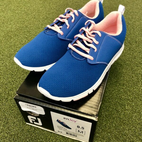 Brand New In Box FootJoy enJoy Women's Spikeless Golf Shoe Size 8.5M Blue/Pink