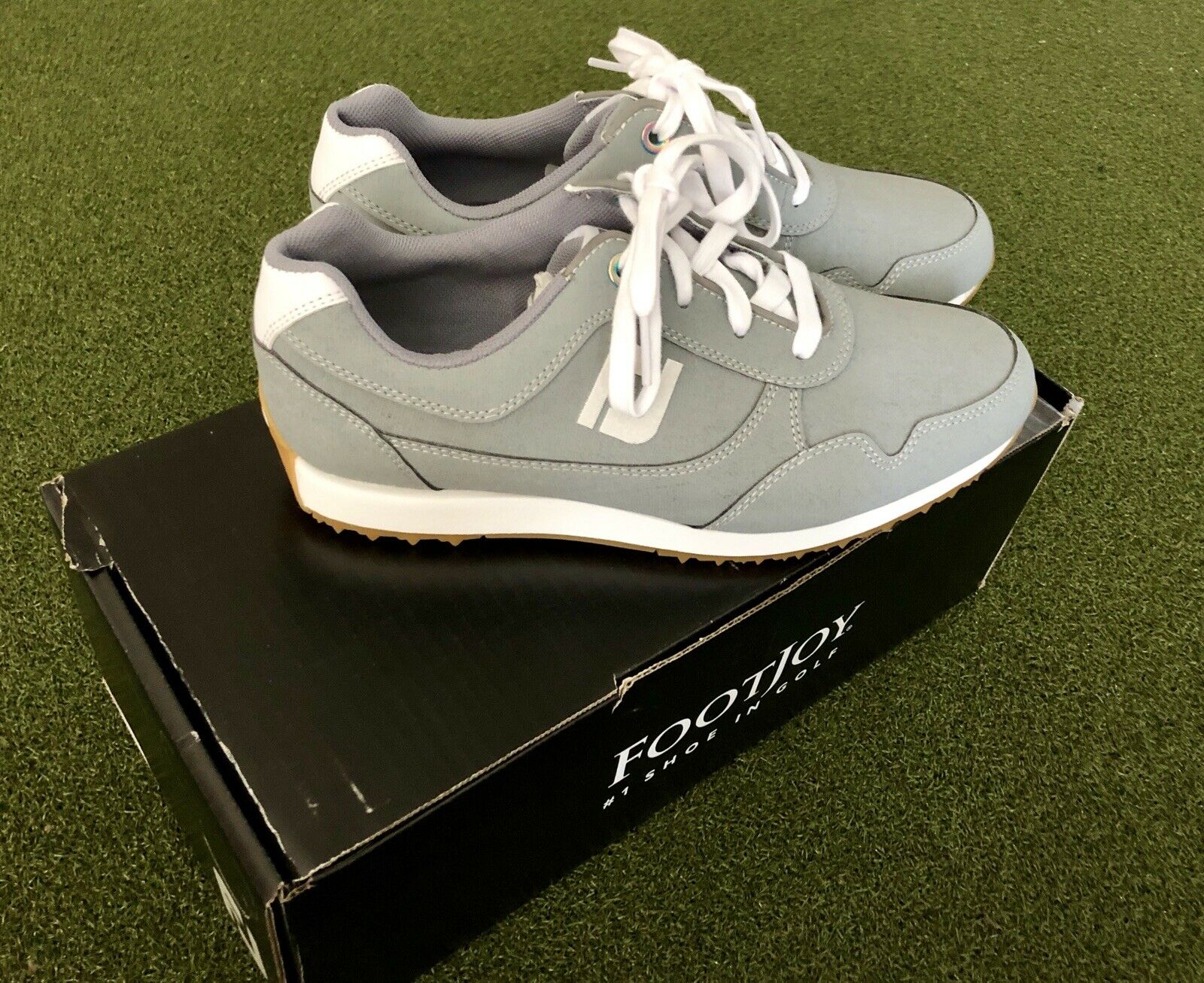 FootJoy Womens FJ Sport Retro Golf Shoes - White/White/Grey 92389 7 M FootJoy Women main image 2