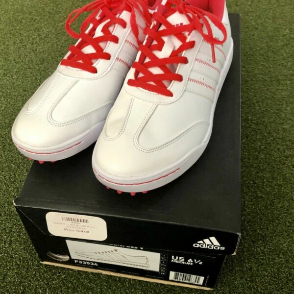 Adidas JR adicross V Junior s Spikeless Golf Shoe Size 6.5M White Pink SwingPoint Golf