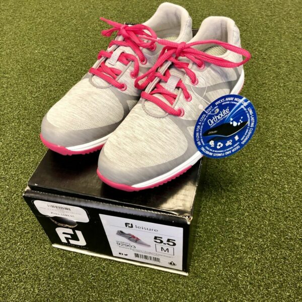 Brand New In Box FootJoy Leisure Women's Spikeless Golf Shoe Size 5.5M Grey/Pink