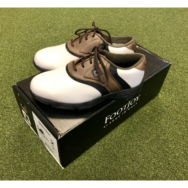 New-FootJoy-Junior-Golf-Shoes-Size-2M-BrownBlackWhite-192919731414