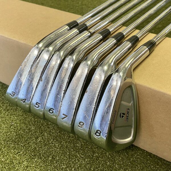 Used RH TaylorMade 300 Forged Irons 3-9 Rifle 7.0 X-Stiff Flex Steel Golf Set