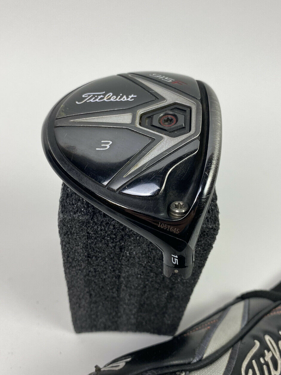 Used Right Handed Titleist 915F 15* 3 wood HEAD ONLY w/ headcover