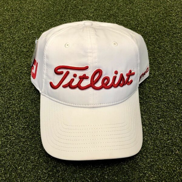 2019 Titleist Tour Performance Adjustable Hat Golf White w/ Red Lettering